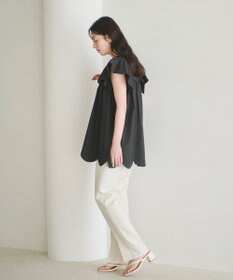 #Newans 【イージーケア】スカラップヘムチュニックブラウス