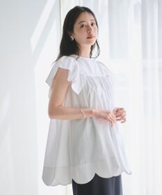 #Newans 【イージーケア】スカラップヘムチュニックブラウス