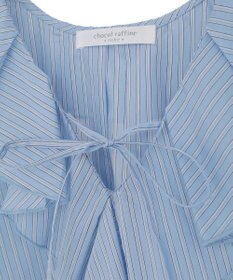 Green Parks ノースリーブストライプフリルブラウス