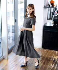 Tiaclasse 【洗える】大人上品なシアータックワンピース