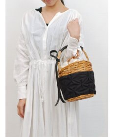 UNBILLION perche アラログ×タックキャンバス×姫路レザー付属カゴバッグ