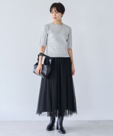 AMERICAN HOLIC ケーブル５分袖ニットプルオーバー