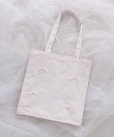 Maison de FLEUR リボンブランドロゴ刺繍スクエアトートバッグ