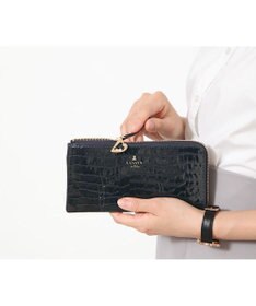 LANVIN en Bleu マゼンダ Lファスナー長財布
