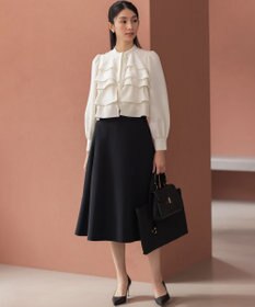 組曲 【KUMIKYOKU NAVY】コンフォータブルドレープ フリルブラウス