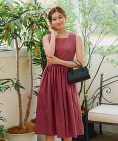 Tiaclasse 【洗える】麻調スクエアネックワンピース