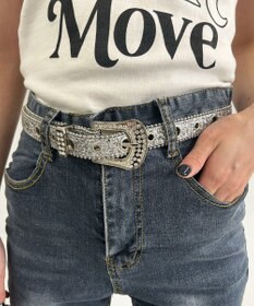 WEGO Lビジューバックルラメベルト