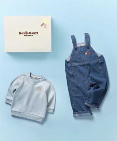 MIKI HOUSE HOT BISCUITS ワンポイントデニムオーバーオール＆ワンポイントトレーナーギフトセット【BOX付き】