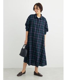 Green Parks ビエラチェックシャツワンピース