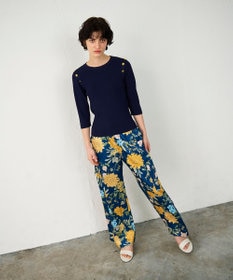 GRACE CONTINENTAL フラワープリントワークパンツ