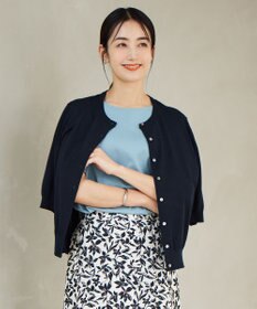 J.PRESS LADIES 【洗える・抗菌防臭】コットンアセテート クルーネック カーディガン