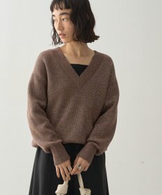 AMERICAN HOLIC ラメ入りＶネック片畦ニットプルオーバー