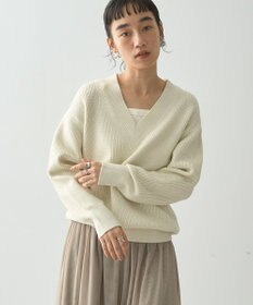 AMERICAN HOLIC ラメ入りＶネック片畦ニットプルオーバー