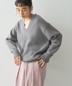 AMERICAN HOLIC ラメ入りＶネック片畦ニットプルオーバー