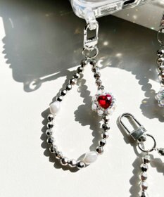 WEGO ハートビジューストラップキーホルダー