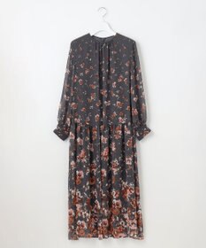自由区 L 【洗える】オータムダリアプリント ワンピース