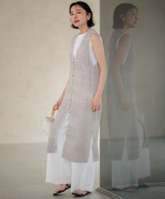 23区 レーシーパターン ロングジレ ニット