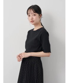 earth music&ecology ドットボタン５分袖リブプルオーバー