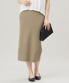 自由区 【洗える】リブストレッチタイト スカート [新色]シナモン