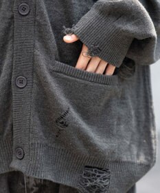 WEGO 【ユニセックス着用ITEM】ダメージジャガードカーディガン