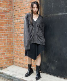 WEGO 【ユニセックス着用ITEM】ダメージジャガードカーディガン