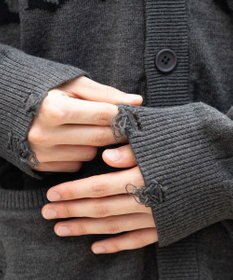 WEGO 【ユニセックス着用ITEM】ダメージジャガードカーディガン