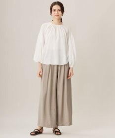 自由区 L 【ウエストゴム・洗える】エアリーツイルワイド パンツ