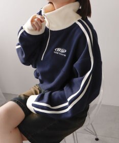 WEGO ハーフジップフリースショートプルオーバー