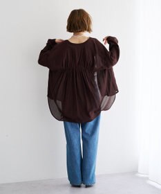 YECCA VECCA ドライタッチシアーバンドカラーシャツ