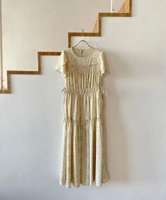 Feroux 【洗える】フラワープリントドロスト ワンピース