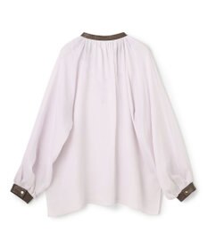 BEIGE， PAULINE / リネンヴィスコースフェイクレザー配色ブラウス