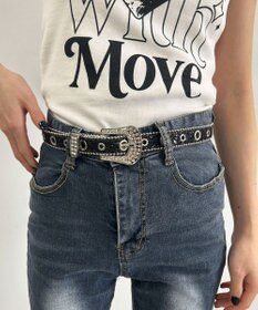 WEGO Lビジューバックルラメベルト