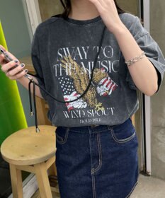 WEGO 【綿100%】ヴィンテージウォッシュグラフィックTシャツ