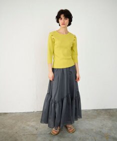 GRACE CONTINENTAL メタル釦リブニットトップ