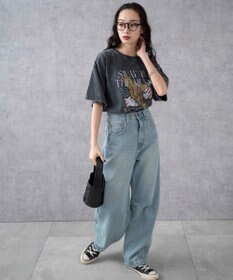 WEGO 【綿100%】ヴィンテージウォッシュグラフィックTシャツ