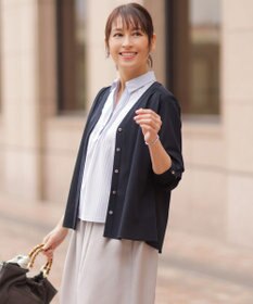 J.PRESS LADIES 【冷房対策に】シアードライトリコット Vネック カーディガン ネイビー系