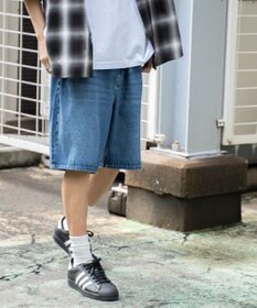 WEGO 【ウエストゴム/手洗い可】デニムバギーショーツ