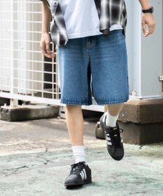 WEGO 【ウエストゴム/手洗い可】デニムバギーショーツ