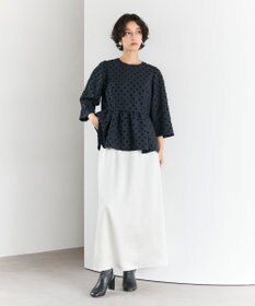 #Newans 【洗濯機可】ジャガ―ドドットペプラムブラウス