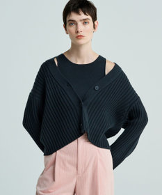 【美品】アンクレイヴ　メリノウールカーディガン 洗える】メリノウール ショートカーディガン（uncrave WHITE