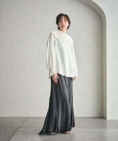 #Newans 【シワになりにくい/洗濯機可能】プリーツカラーブラウス