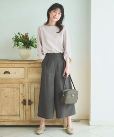 ANY 【洗濯機可能/ウエストゴム】ライトツイード ワイドパンツ