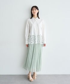 YECCA VECCA シャイニーサテンプリーツスカート