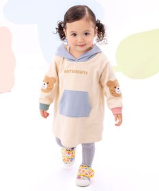 MIKI HOUSE HOT BISCUITS 【80-120cm】【NEW Color Series】裏毛パイル素材 パステルカラー フーディワンピース