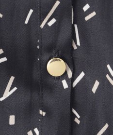 自由区 【洗える・XSサイズあり】ビンテージサテンプリント柄 ブラウス