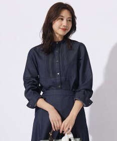 J.PRESS LADIES 【洗える・セットアップ対応】5ozバージラコンパクト ピンタック ブラウス