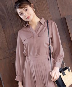 Tiaclasse L 【洗える】ヴィンテージサテンシャツワンピース