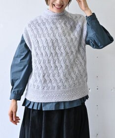 muuc 〈高品質シルク＆アンゴラモヘア〉模様編み ボトルネックベスト