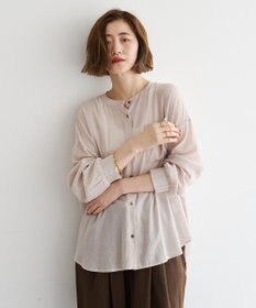 YECCA VECCA ドライタッチシアーバンドカラーシャツ