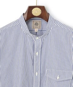 J.PRESS MEN ポプリンマルチストライプ バンドカラーシャツ